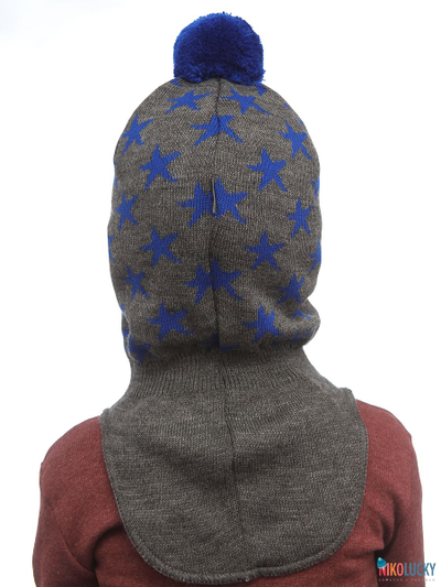 Шапка-шлем "Звездопад" 20202-08, цвет серый, ярко-синий р. 48-50
