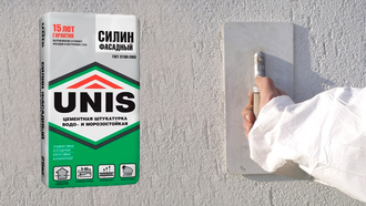 Штукатурка Юнис Силин Фасадный цемент для наружных и внутренних работ 25 кг