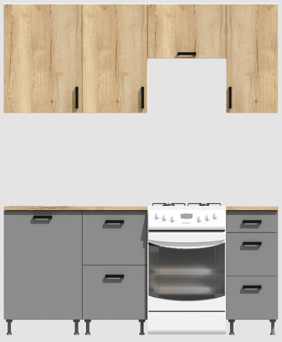 Кухня эконом 1,5 метра (600х500х400) Цвет: Дуб Вотан/Базальт