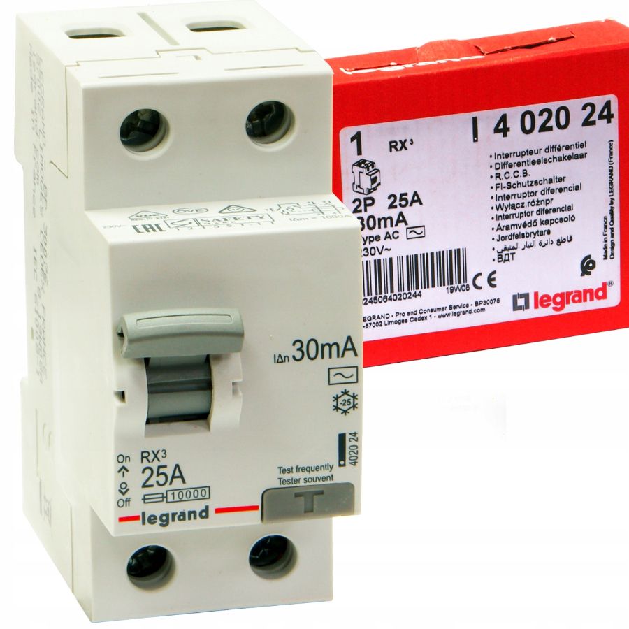 Индивидуальная упаковка УЗО Legrand RX3