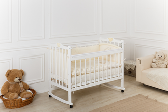 Кровать Incanto Pali с мишкой колесо-качалка, белый