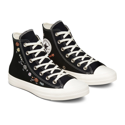 Кеды Converse Chuck Taylor All Star черные высокие с вышивкой