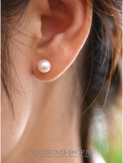 АЛ-214.  Серьги пусеты жемчужины.