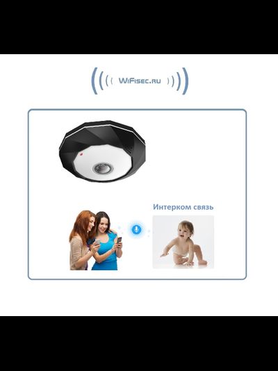 Потолочная - настенная WiFi/LAN видеокамера панорамная с DVR, Full HD 3Mp (IP Pro (VR cam. EseeCloud))