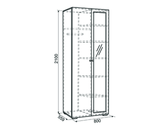 Модульная Гламур Шкаф 2-створчатый, (800х560х2100)