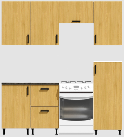 Кухня Эконом 1,5 метра с полуколонкой (1000х500) Цвет: Дуб Сонома/Дуб Сонома