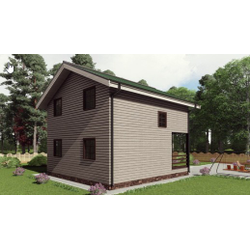 Одноэтажный каркасный дом с мансардой с тремя спальнями 105м² (SK13)