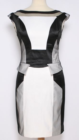 ПЛАТЬЕ АТЛАСНОЕ "К. М."комбинированное чёрно-белое р.40-48