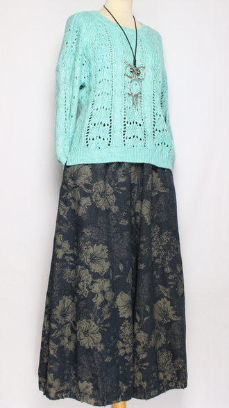 ДЖЕМПЕР "АЖУРНЫЙ" джинс, бирюзовыйр.44-48