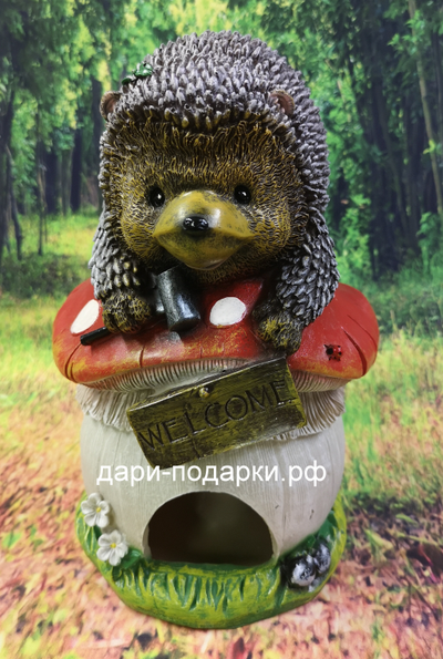 ЁЖИК на грибе 29*19см   1,3кг   полистоун Россия 1458/012581