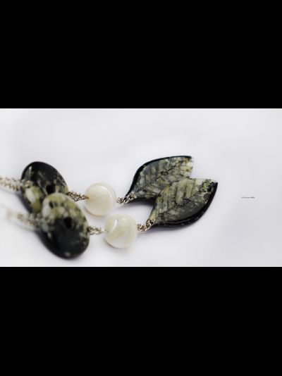 "Русалочья роща", длинные серьги с перламутром в стиле бохо-шик