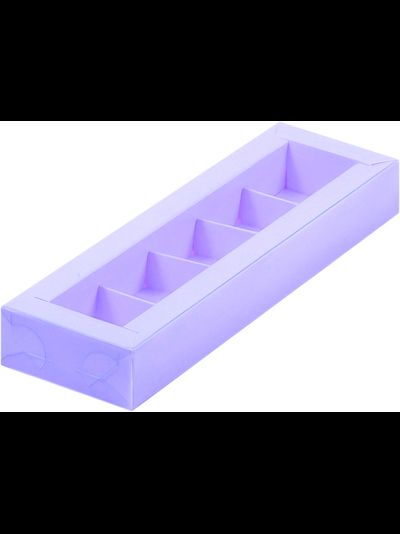 Коробка на 5 конфет с прозр. кр. (лаванда), 235*70*30мм