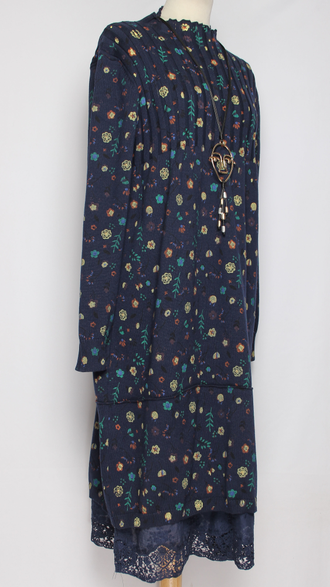 ПЛАТЬЕ БОХО хлопок "ПРОВАНС ТЮЛЬПАН ВОЛАН" синее р.46-54