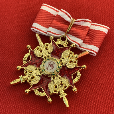 Орден Святого Станислава 2-й степени с мечами, с бантом из муаровой ленты.Полноразмерная копия LUX! Лот № 82.