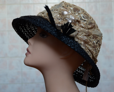 Шляпа летняя черная женская Vizio Италия 5704 FF 2