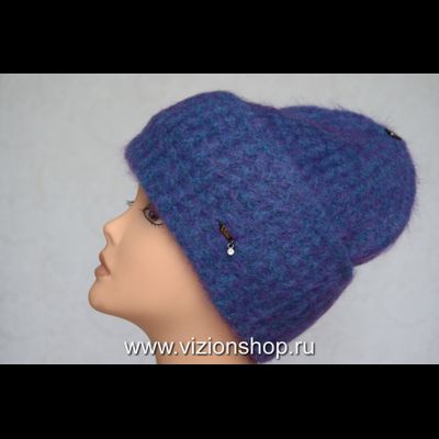 Голубая женская шапка с отворотом Италия Vizio фото итальянских головных уборов