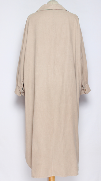 Платье-рубашка "Вельвет пышный рукав "  горчица, бежевое до р.54