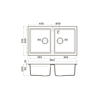 Мойка OMOIKIRI Tedori 86-2 WH