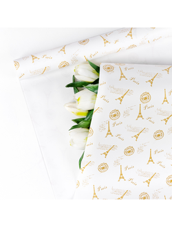 Пленка матовая "Париж" 57см*10м Белый с золотом ПР18/2