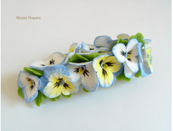 Заколка-автомат с анютками.