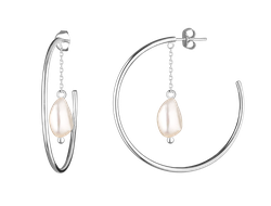 Серьги кольца с жемчужной подвеской