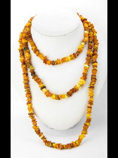 Лечебные бусы длинные , из необработанного янтаря