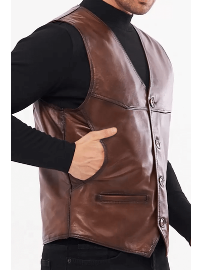 Кожаный жилет TEXAS (коричневый)