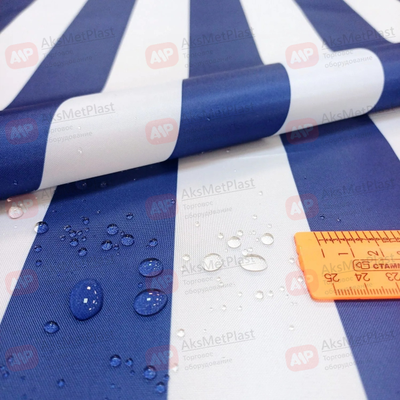 Тентовая ткань водонепроницаемая, полоса-синяя-белая, VIKA, h=1,5 м, L=100 м полиэстер (Ткань Оксфорд)