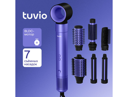 Фен-щётка с ионизацией Tuvio HBI1415, 7 насадок, 1500 Вт, BLDC-мотор, 3 температуры, 3 скорости, фиолетовый, Яндекс Фабрика