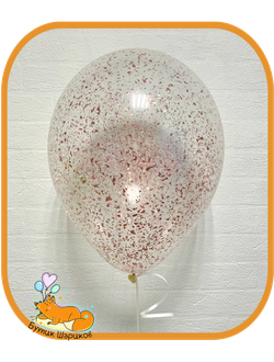 Воздушные шарики с гелием прозрачные с конфетти крошкой розовое золото