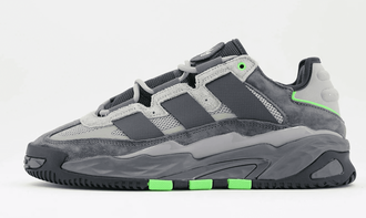 Adidas Niteball (Серые с зеленым) сбоку