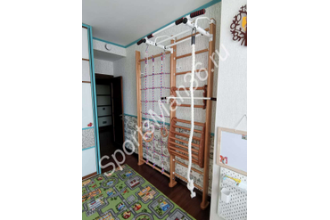 СПОРТИВНЫЙ КОМПЛЕКС KARUSSELL ARNOLD + ТРЕНАЖЕР KARUSSELL HARMONIE 2, цвет дерева - антик, цвет металла - белый