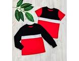 Арт. 2/ФТ-КЧБ Комплект из двух футболок.Цвет:красн/черн/белый. Размер с 86-152
