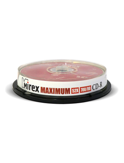 Носители информации CD-R, 52x, Mirex Maximum, Cake/10, UL120052A8L