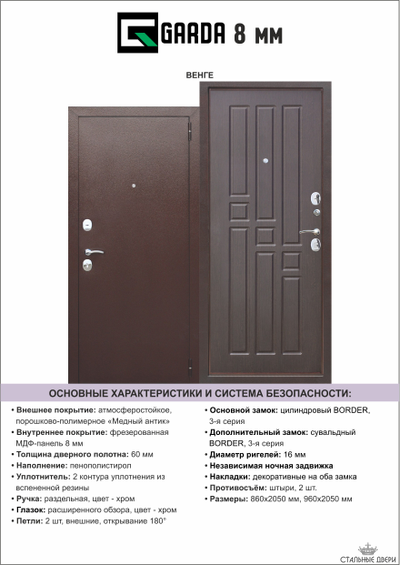 Гарда 8мм (Венге) (мини высота 1800,1900)