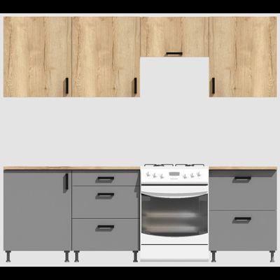 Кухня Эконом 1,8 метра (600х600х600) Цвет: Дуб Вотан/Базальт
