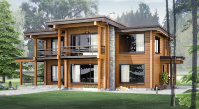 Дом из профилированного бруса  в два полноценных этажа ПБ-03, 263 м2