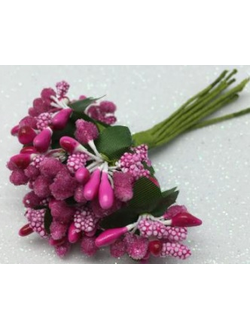 Букетики тычинок, цвет фуксия (12 штук)