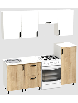 Кухня Эконом 1,5 метра с полуколонкой (1000х500) Цвет: Белый/Дуб Вотан