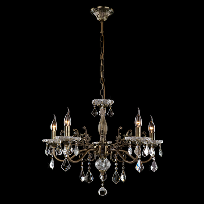 Люстра с хрусталем 3281/5 античная бронза/прозрачный хрусталь Strotskis Eurosvet