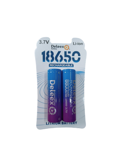 Перезаряжаемая батарея "Deleex" Li-ion 18650, характеристики: 8800mAh/3.7V (2шт комплект/ 1уп)