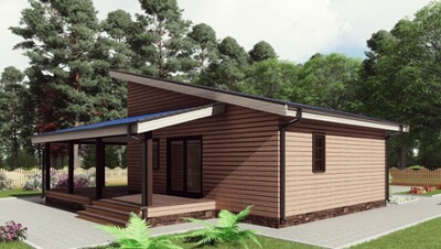 Одноэтажный каркасный дом с одной спальней 75м² (SK23)