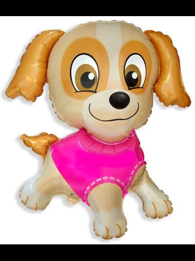 Фольгированный шар с гелием "Щенок в розовом комбинезоне"