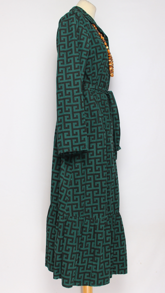 Платье-рубашка Бохо "ОРНАМЕНТ1" малахит р.44-46