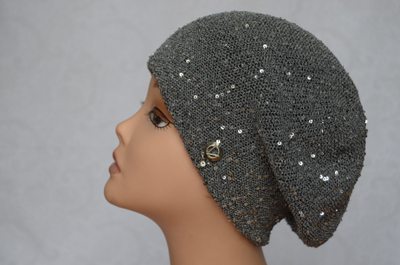 Берет женский с пайетками летний Vizio Италия S A 4  серый
