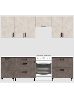 Кухня Эконом 2,1 метра (1300х800) Цвет: Цемент светлый/Цемент темный