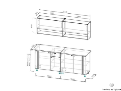 Монако 2,0м Кухонный гарнитур Дуб Золотой / Белый матовый Дуб Вотан