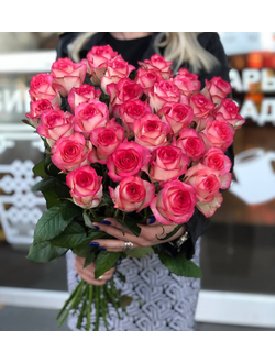 Розы Эквадор бело-розовые 60 см