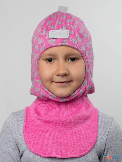 Шапка-шлем "Бантики" 20201-07, цвет розовый, серый, р. 52-54