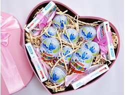 Подарочная коробка большое сердце розовое